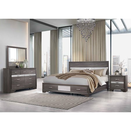 Global Furniture Usa Traditional Glam Melamine Seville Grey Queen Bed Group 2889